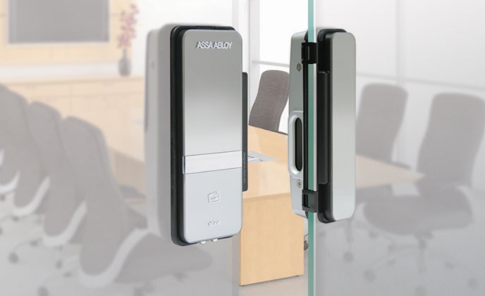 Khóa điện tử cửa kính, Khóa cửa kính cường lực chính hãng 4 khoa tu cho cua kinh