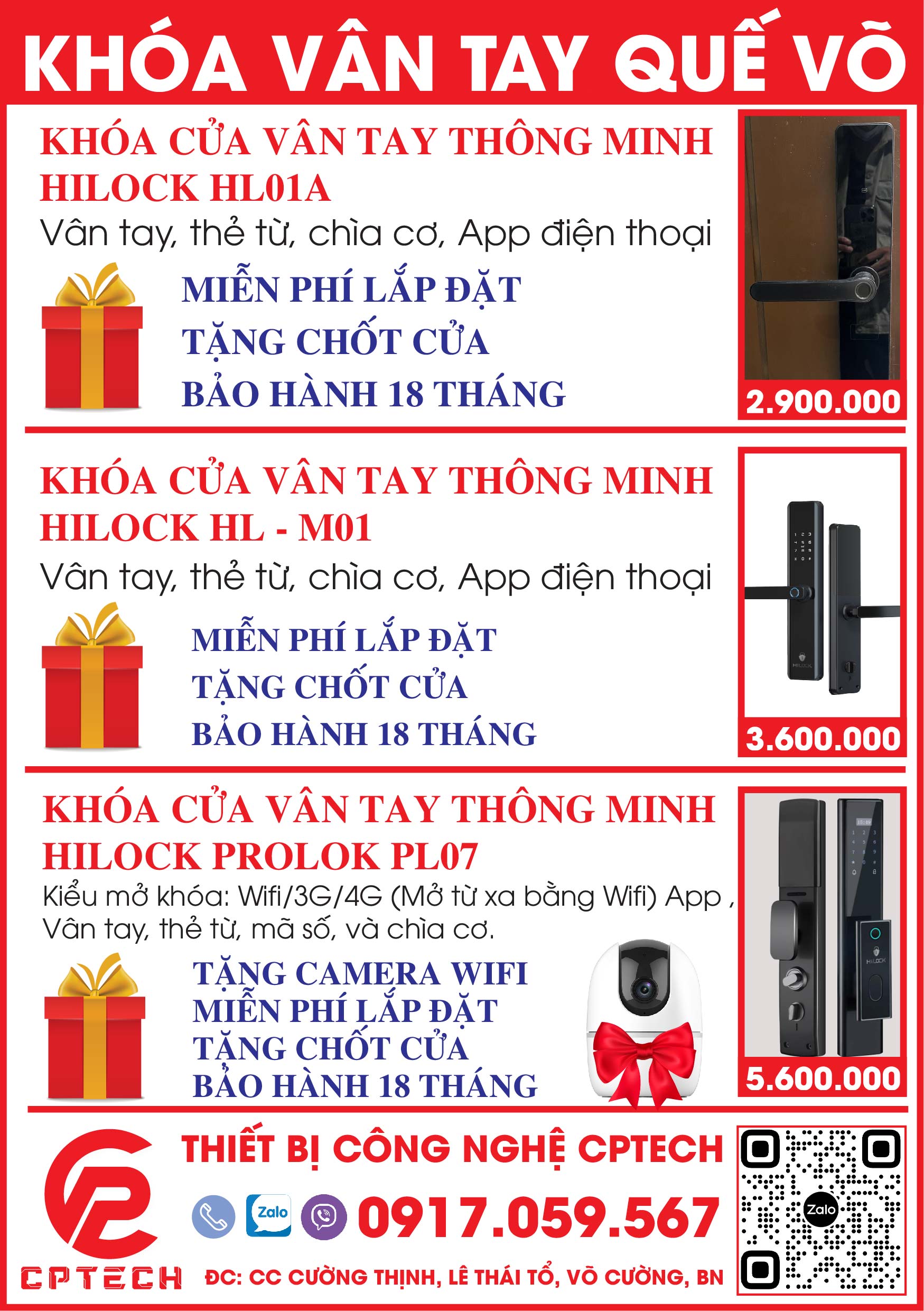 Lắp đặt khóa vân tay Quế Võ 8 khóa vân tay quế võ