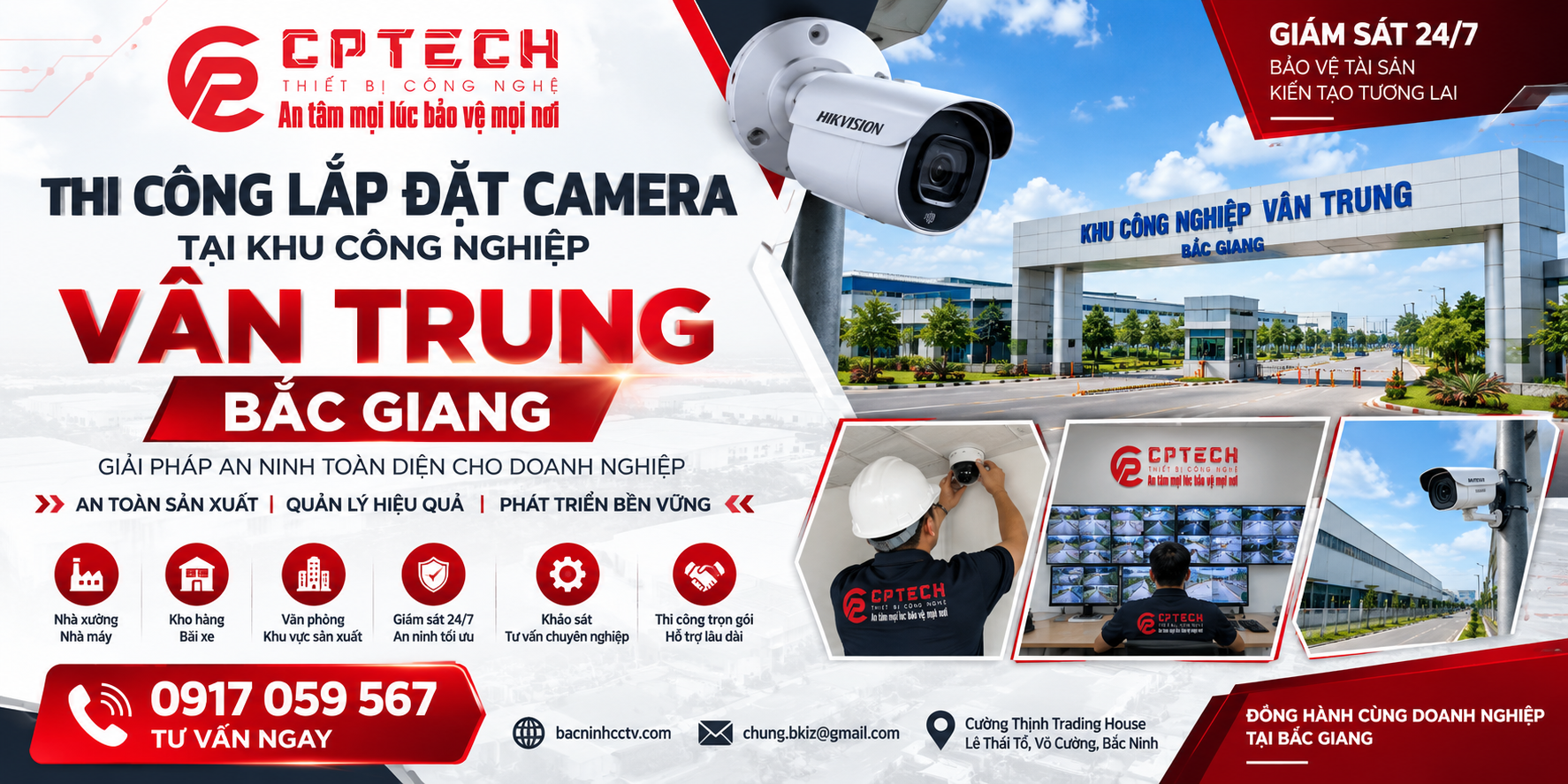 Thi công lắp đặt camera tại khu công nghiệp Vân Trung Bắc Giang 5 Thi công lắp đặt camera tại khu công nghiệp Vân Trung Bắc Giang